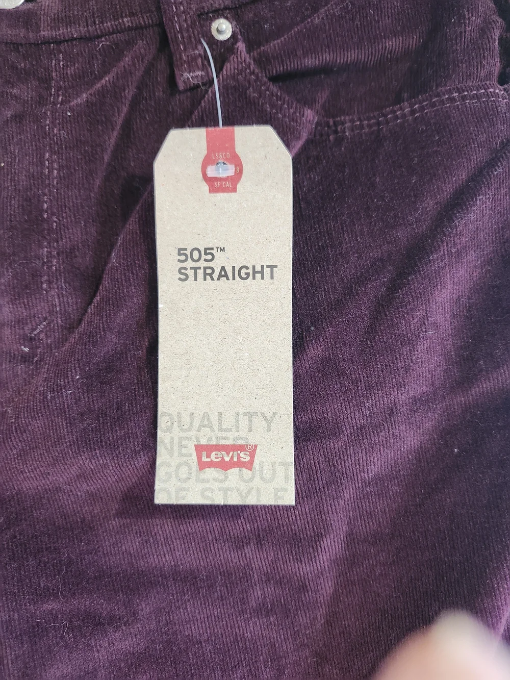 Levi's 505 Straight Corduroy Pants in Plum - Picture 4 of 5